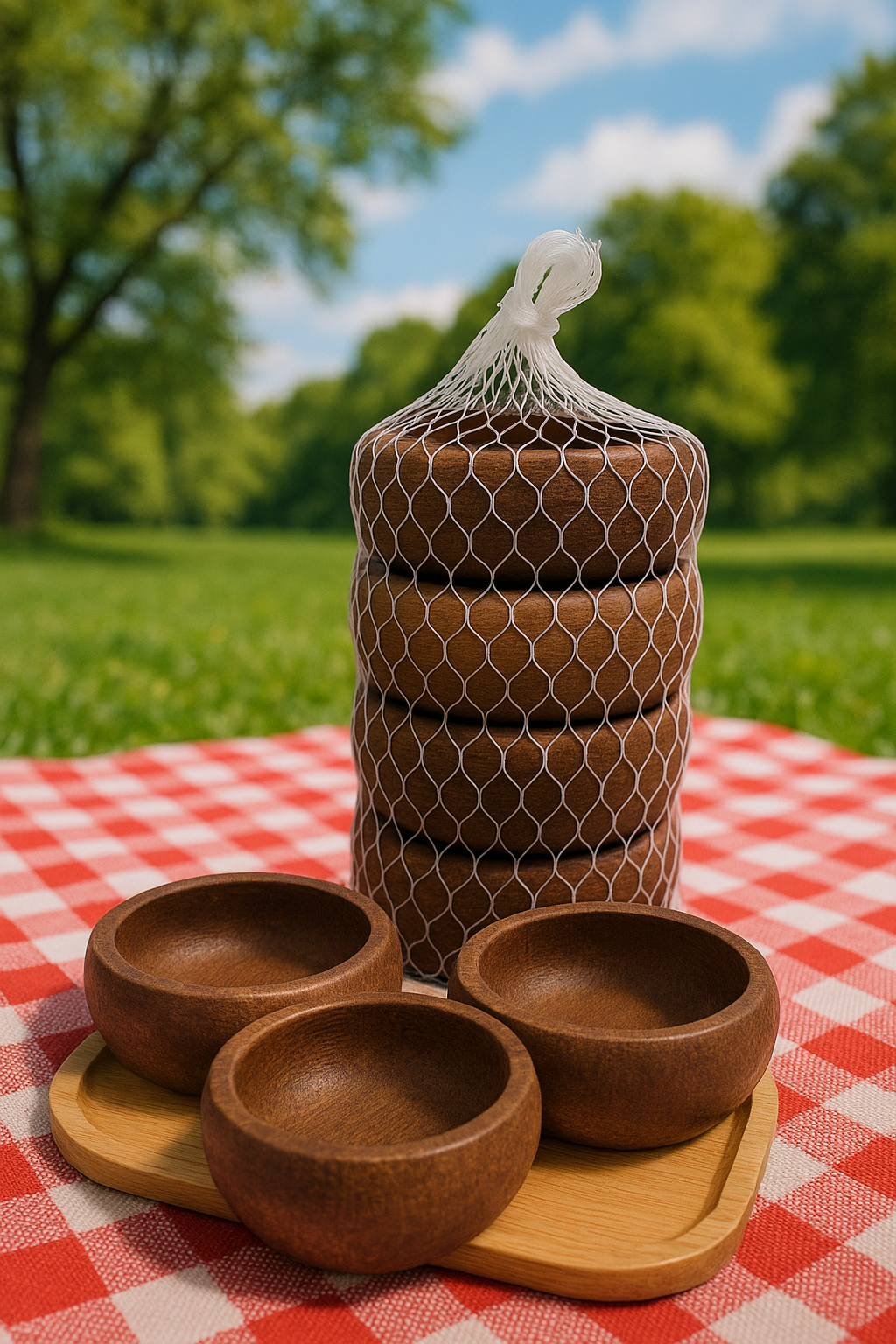 4-Piece Bamboo Snack Bowl Set - Natural Serving Bowls | The Golden Yacht Home Collection