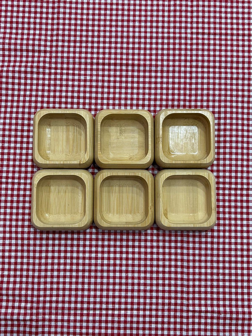6-Piece Bamboo Snack Serving Tray Set with Compartments