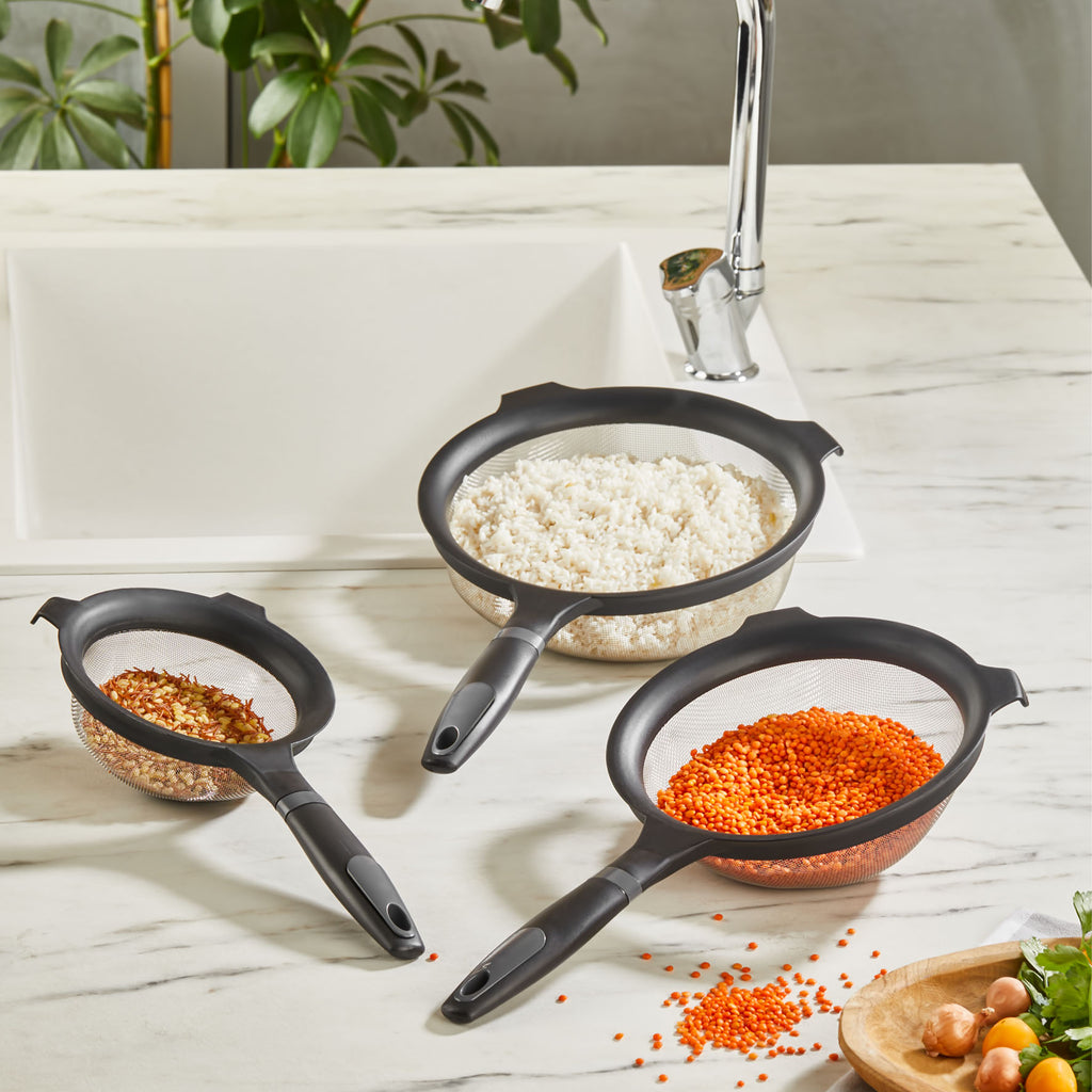 Chef's Edition 3-Piece Wire Strainer Set – Premium Black Design