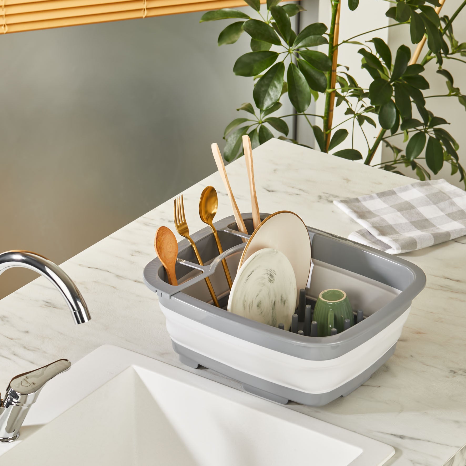 Collapsible Dish Rack 32x32 cm - Gray | Premium Quality Space-Saving Kitchen Organizer