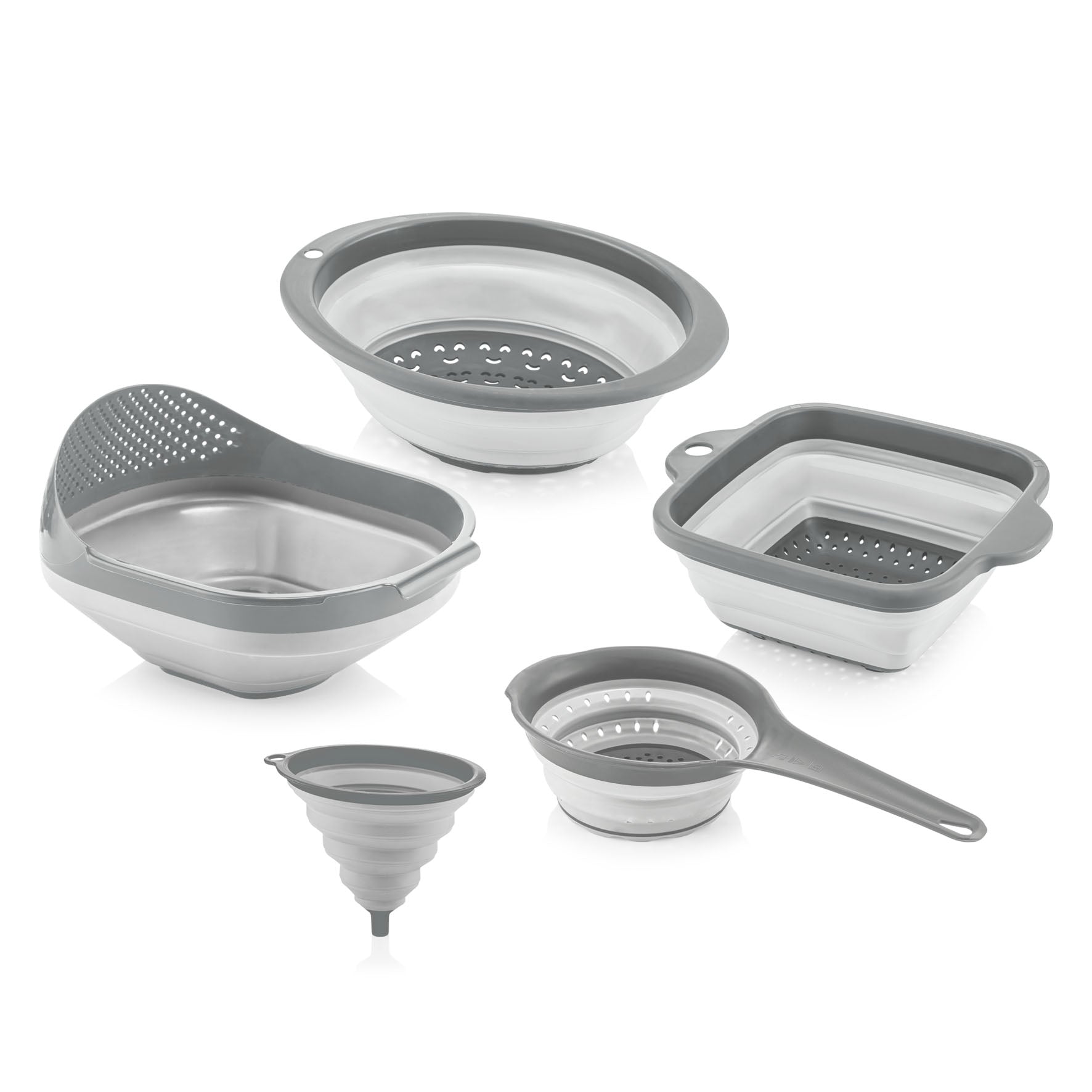 5-Piece Collapsible Strainer Set - Kitchen Essentials - Foldable Kitchen Tools