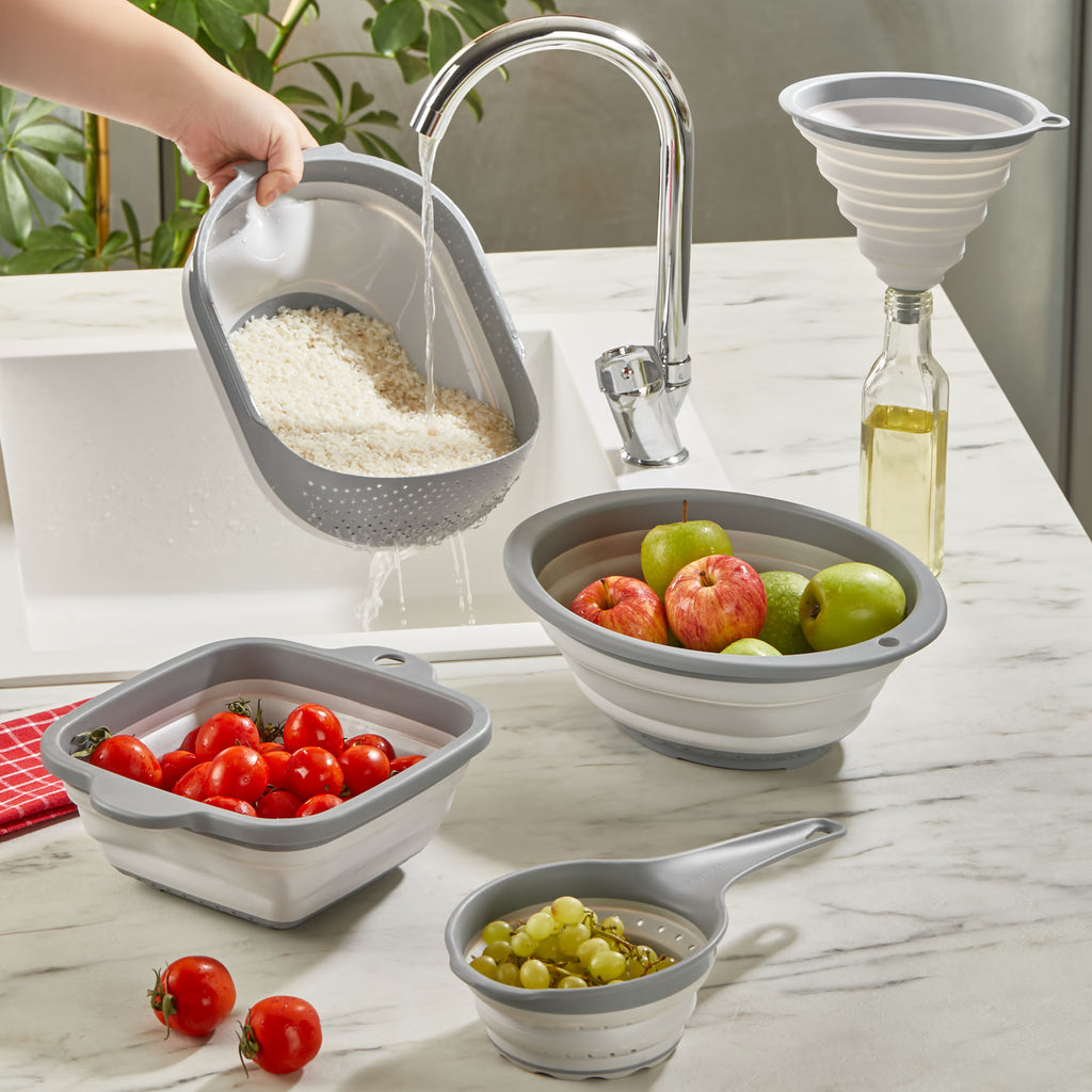 5-Piece Collapsible Strainer Set - Kitchen Essentials - Foldable Kitchen Tools
