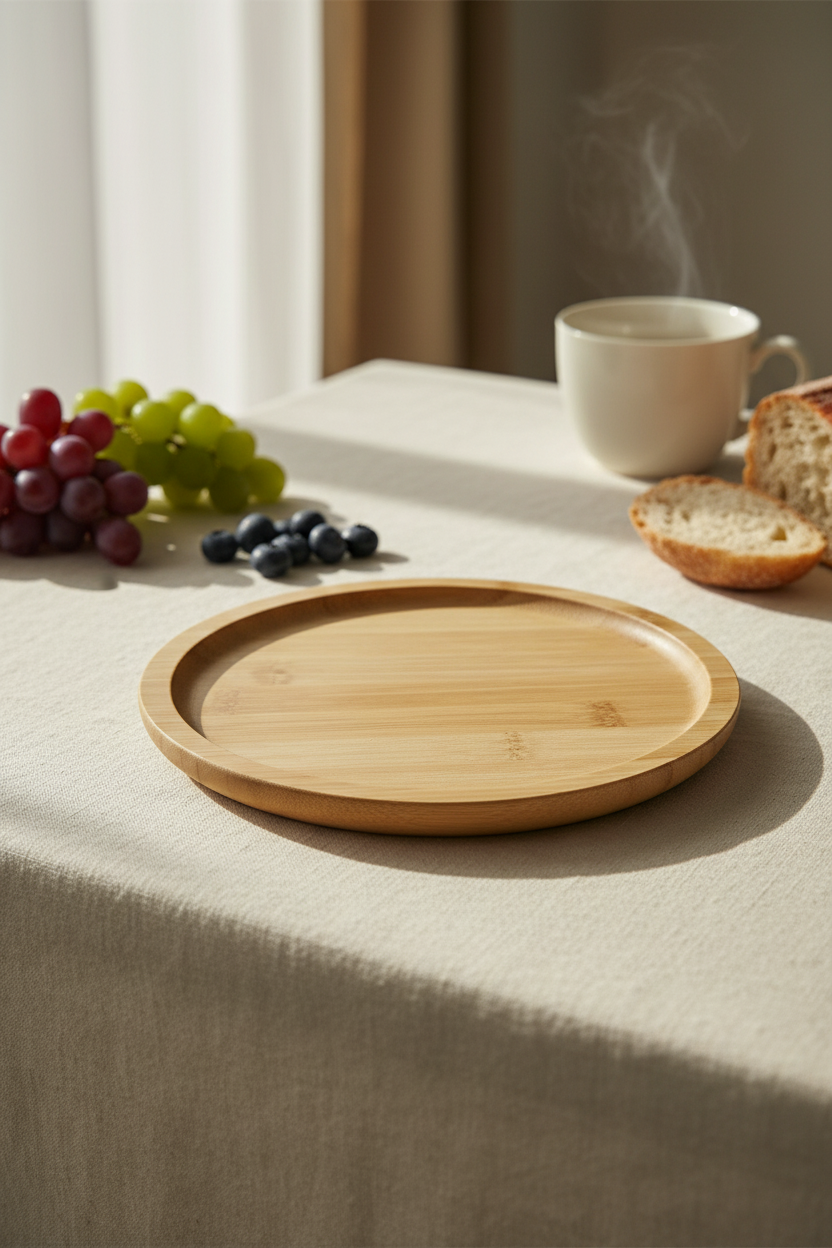 Bamboo Serving Plate - Square Breakfast Platter 7.1x7.1x0.8 inch | The Golden Yacht Home Collection